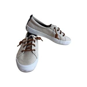 Sperry Light Beige Crest Vibe Sneakers Womens Size 9.5 Nautical Coastal Grandma